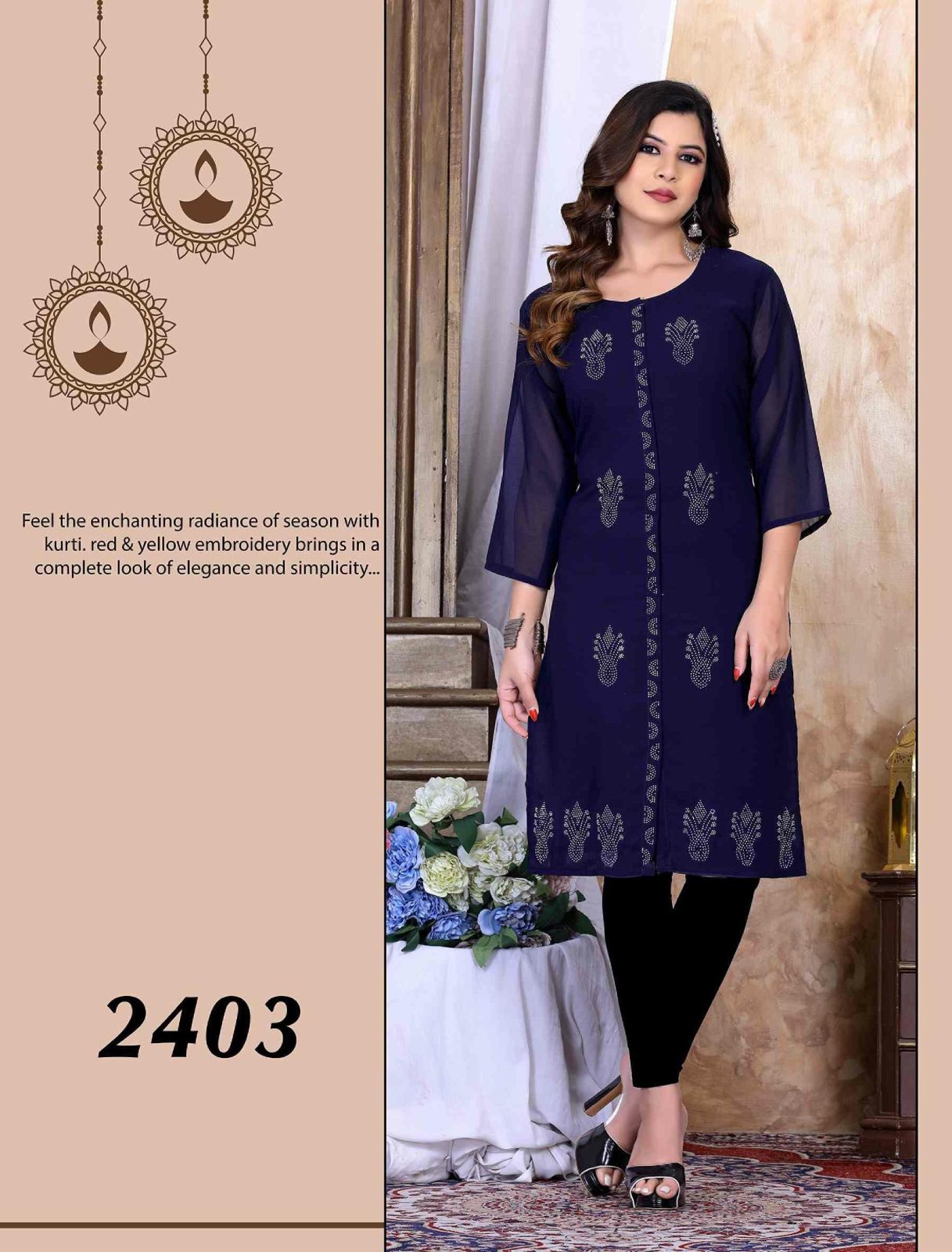 Beauty Queen Retro Ethnic Wear Georgette Wholesale Kurti Collection